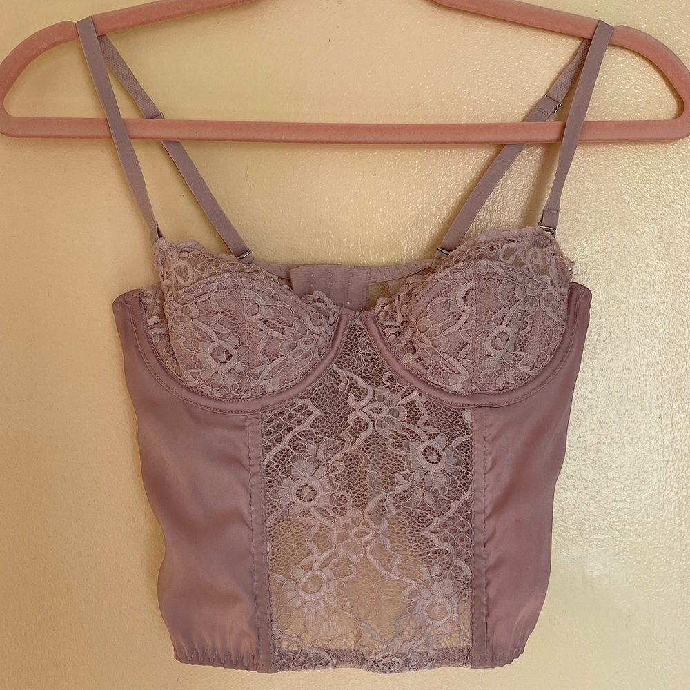 UO mauve lace corset top